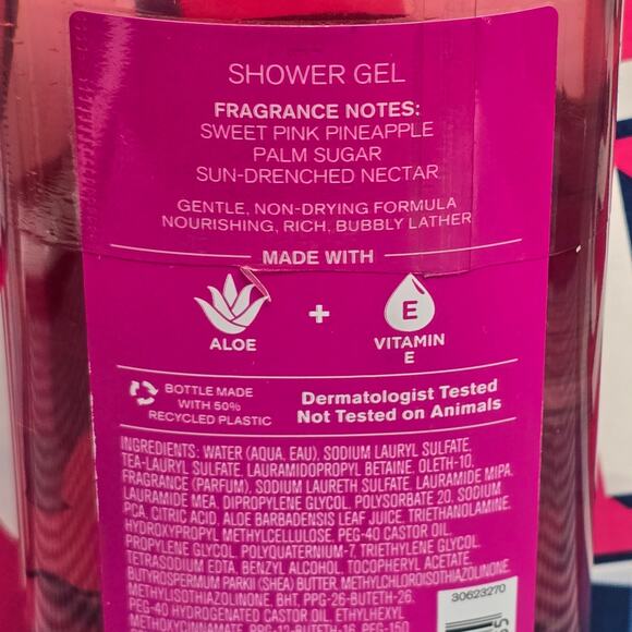 BBW Pink Pineapple Sunrise Aloe & Vitamin E Shower Gel 10 oz. Body Care Wash - Picture 3 of 3